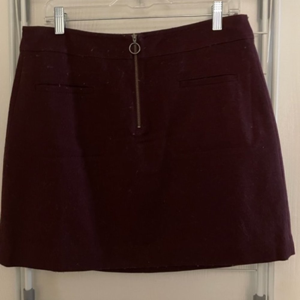 Maroon Size 10 Madewell Zip Closure Wool Skirt